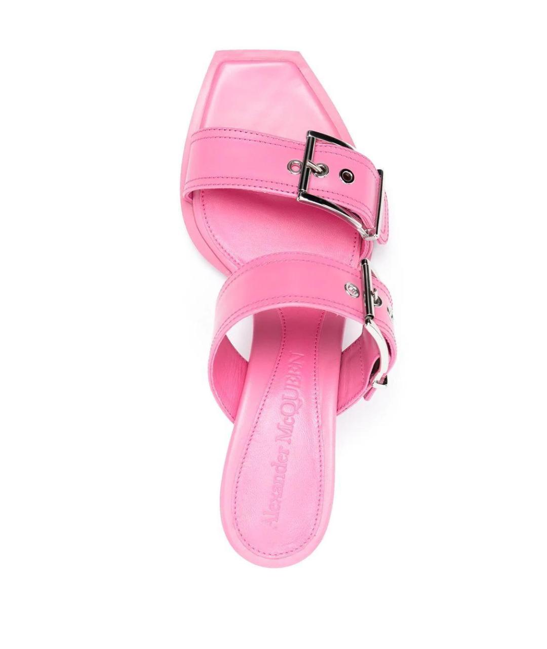 ALEXANDER MCQUEEN Розовые кожаные мюли, фото 4