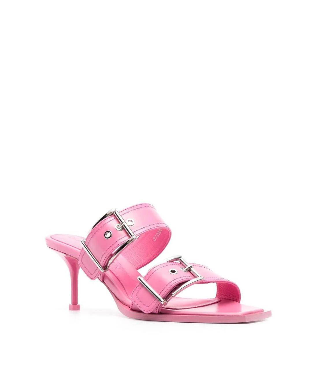 ALEXANDER MCQUEEN Розовые кожаные мюли, фото 2