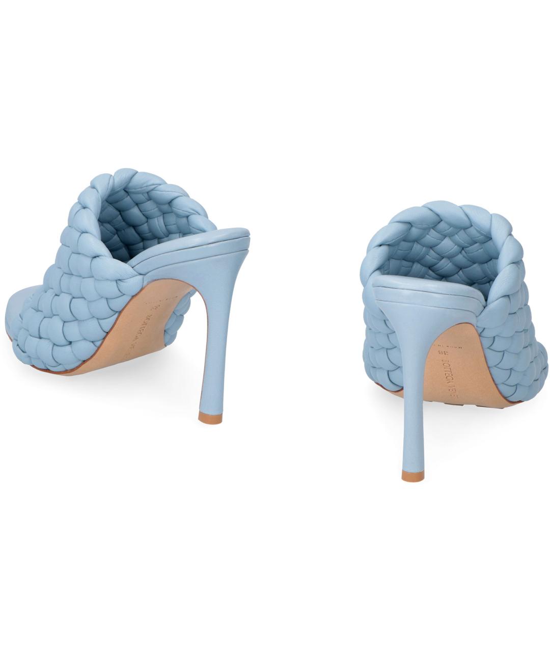 BOTTEGA VENETA Голубые кожаные мюли, фото 4