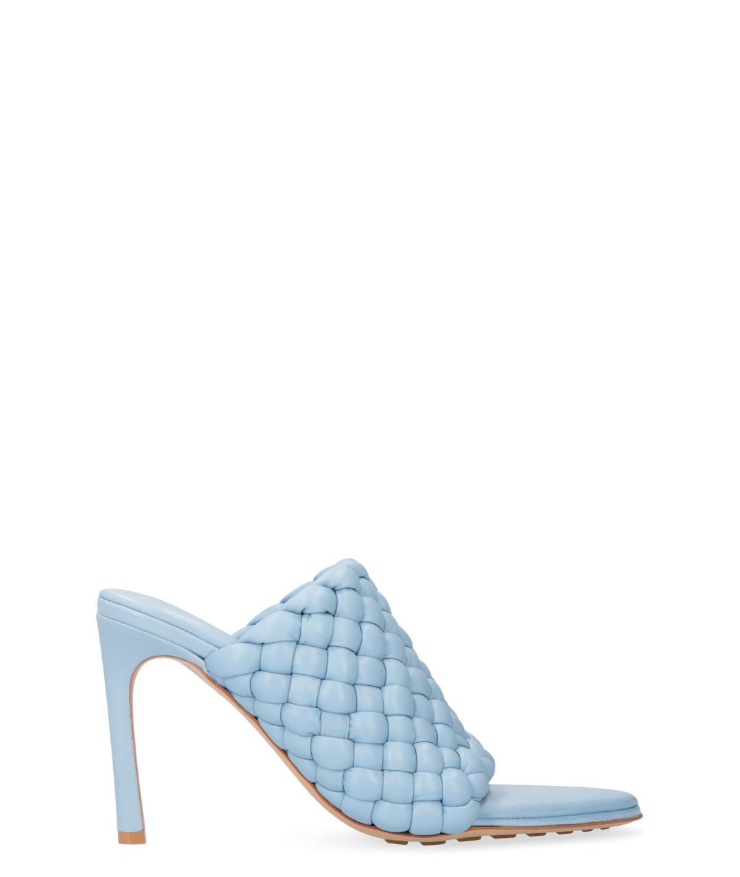 BOTTEGA VENETA Голубые кожаные мюли, фото 1