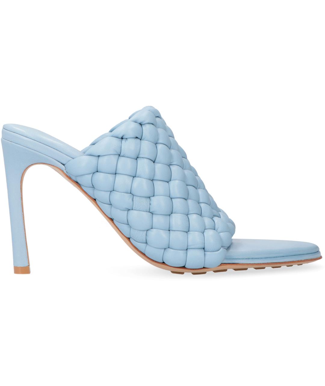 BOTTEGA VENETA Голубые кожаные мюли, фото 2