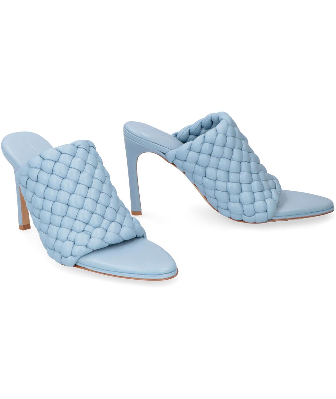 BOTTEGA VENETA Голубые кожаные мюли, фото 3