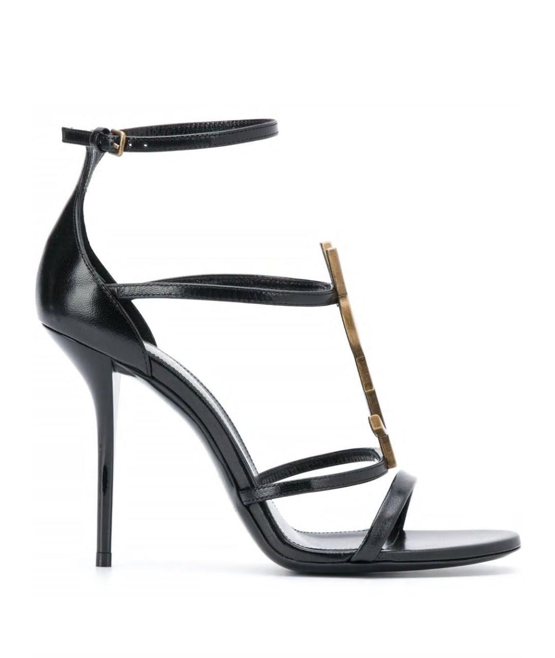 SAINT LAURENT Черные кожаные босоножки, фото 1