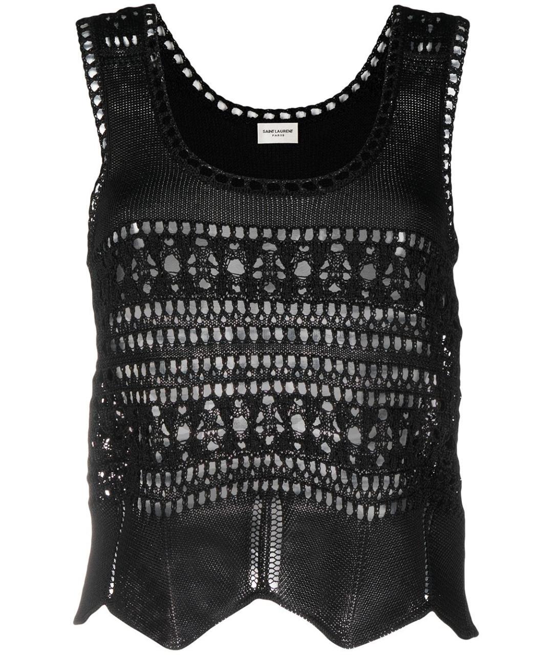 SAINT LAURENT Черная вискозная майка, фото 1