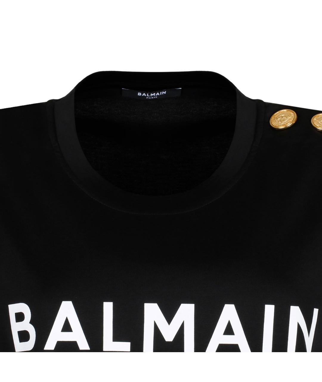 BALMAIN Черная хлопковая футболка, фото 5