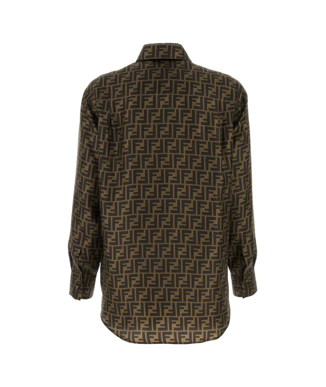 FENDI Коричневая шелковая рубашка, фото 3