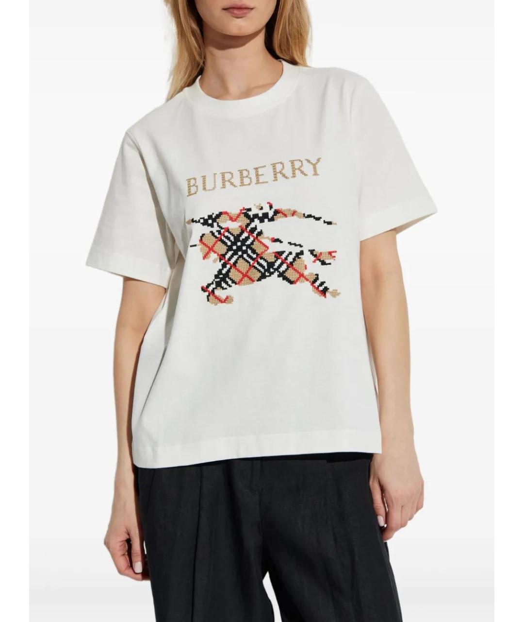 BURBERRY Белая хлопковая футболка, фото 3