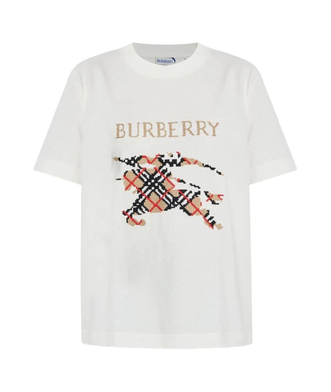 BURBERRY Белая хлопковая футболка, фото 1