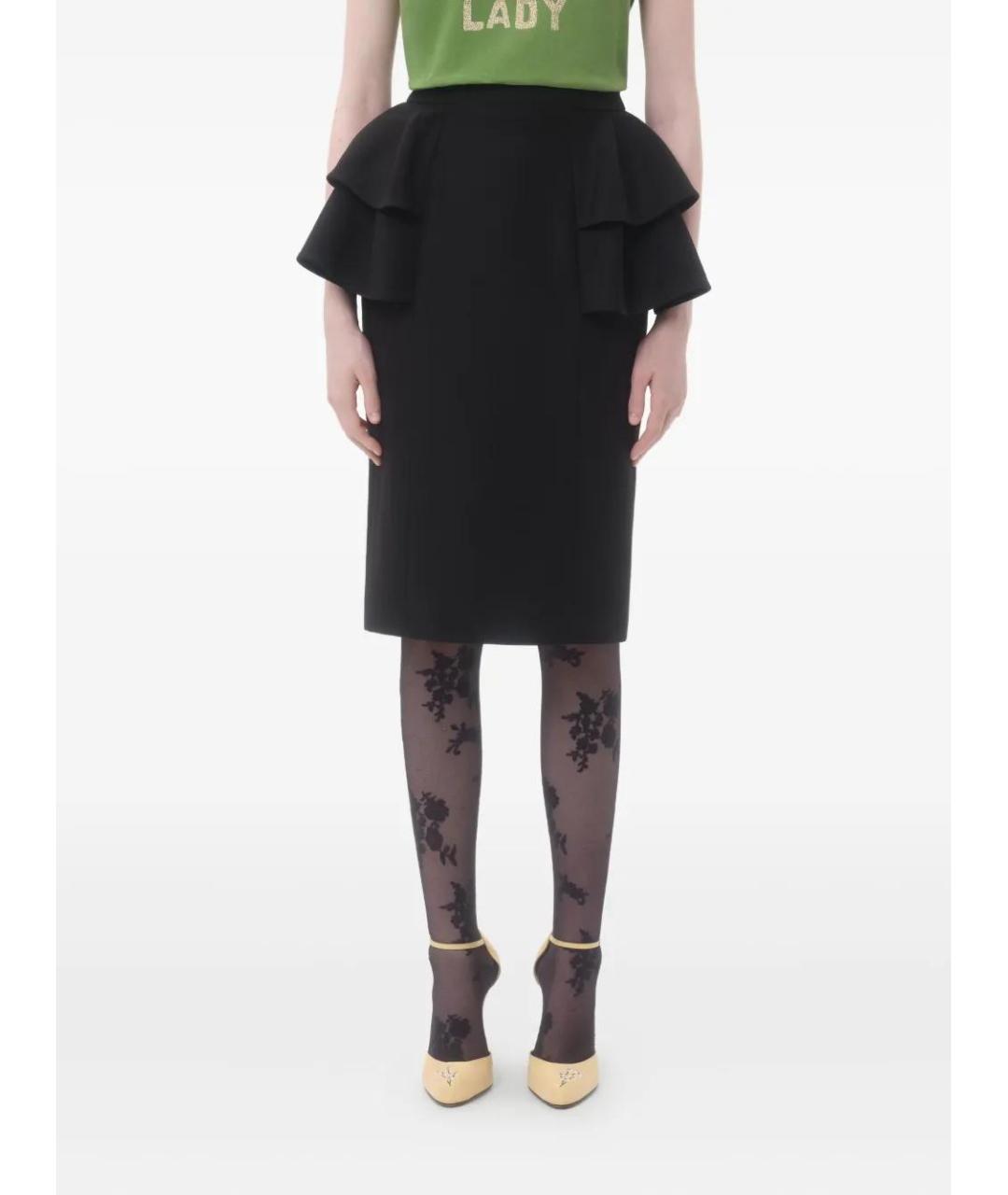 VALENTINO Черная шерстяная юбка миди, фото 5