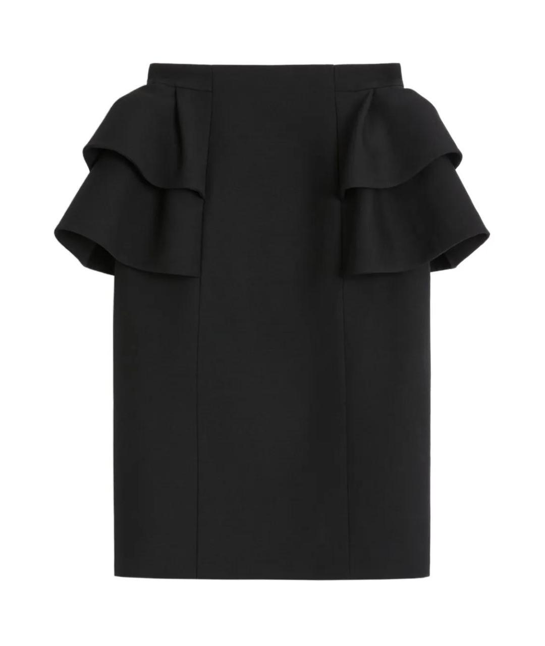 VALENTINO Черная шерстяная юбка миди, фото 1