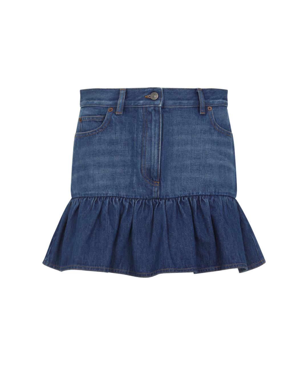 VALENTINO Синяя хлопковая юбка мини, фото 1
