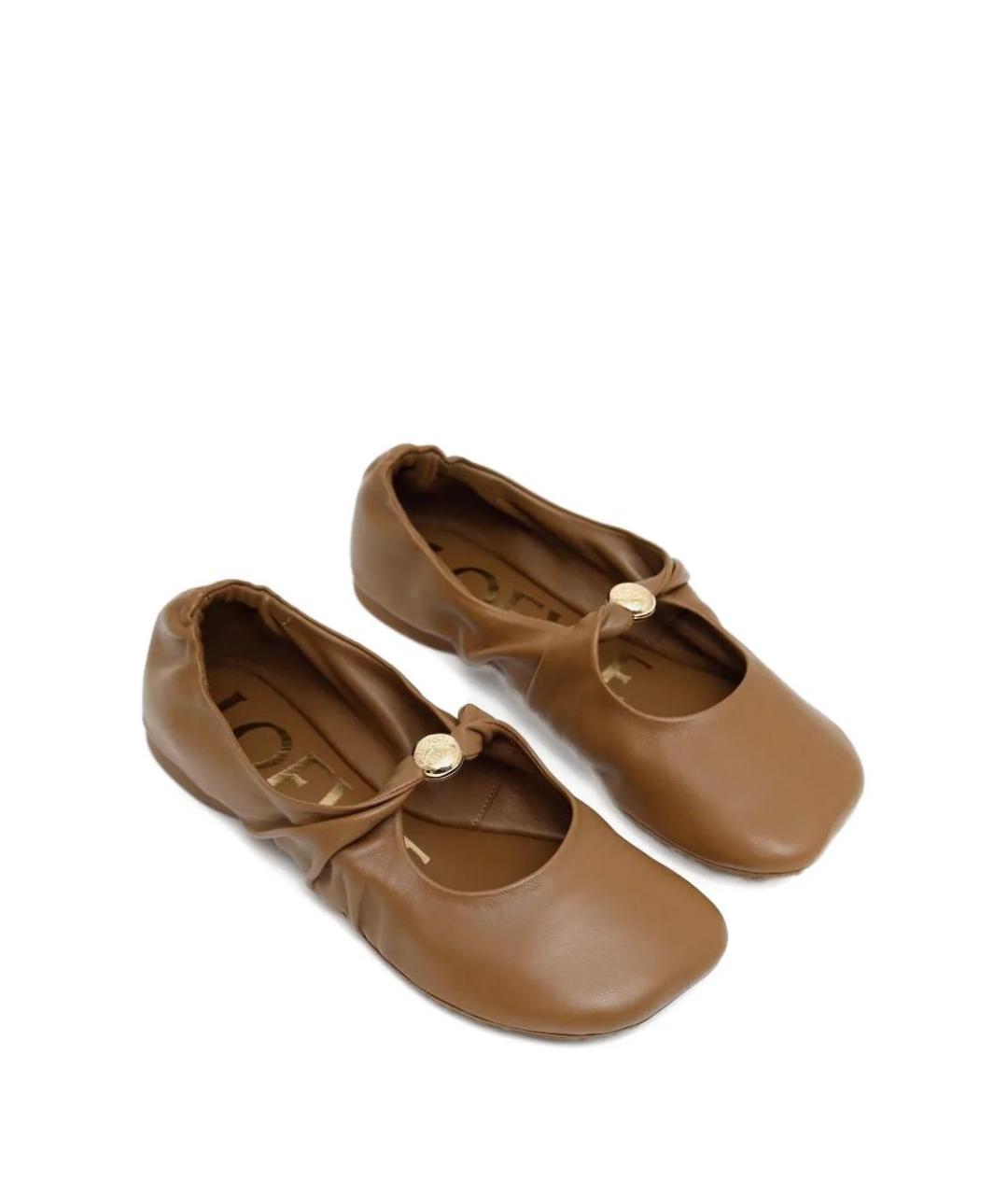 LOEWE Коричневые кожаные балетки, фото 2