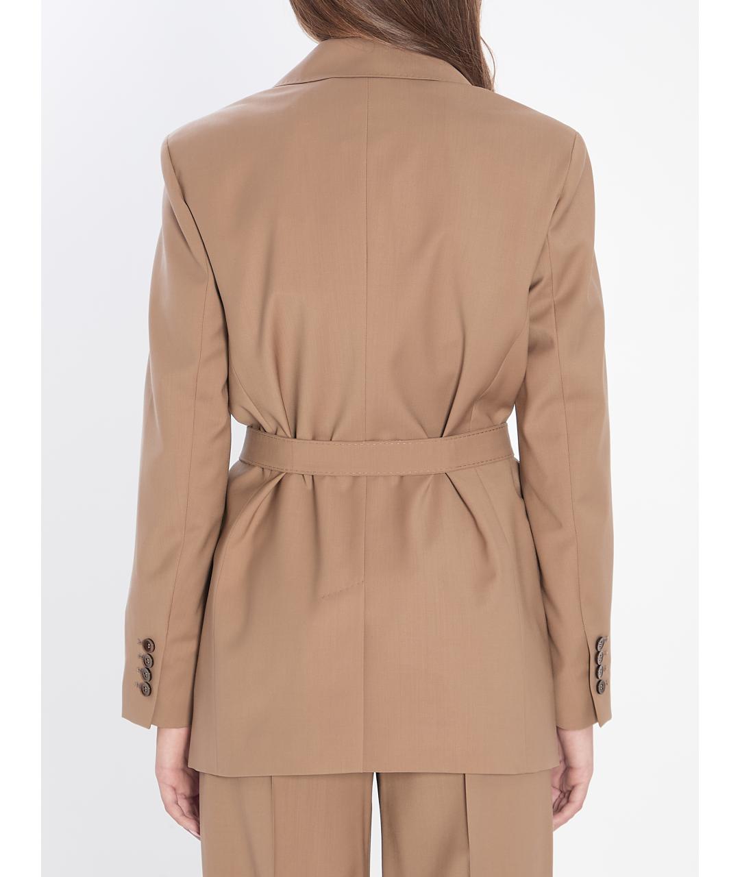 MAX MARA Бежевый шерстяной жакет/пиджак, фото 5