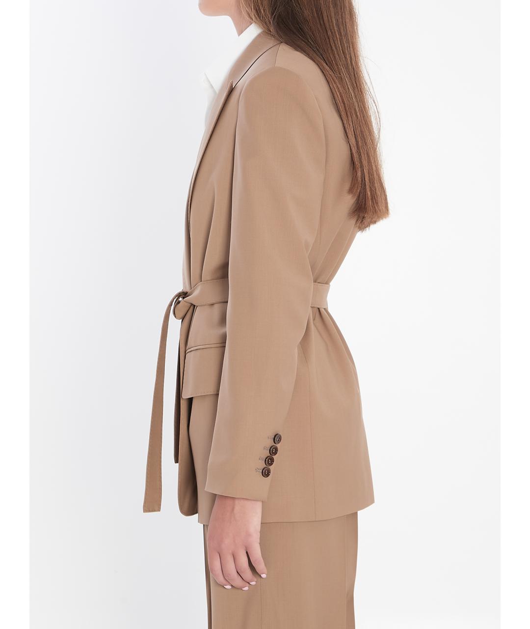 MAX MARA Бежевый шерстяной жакет/пиджак, фото 4