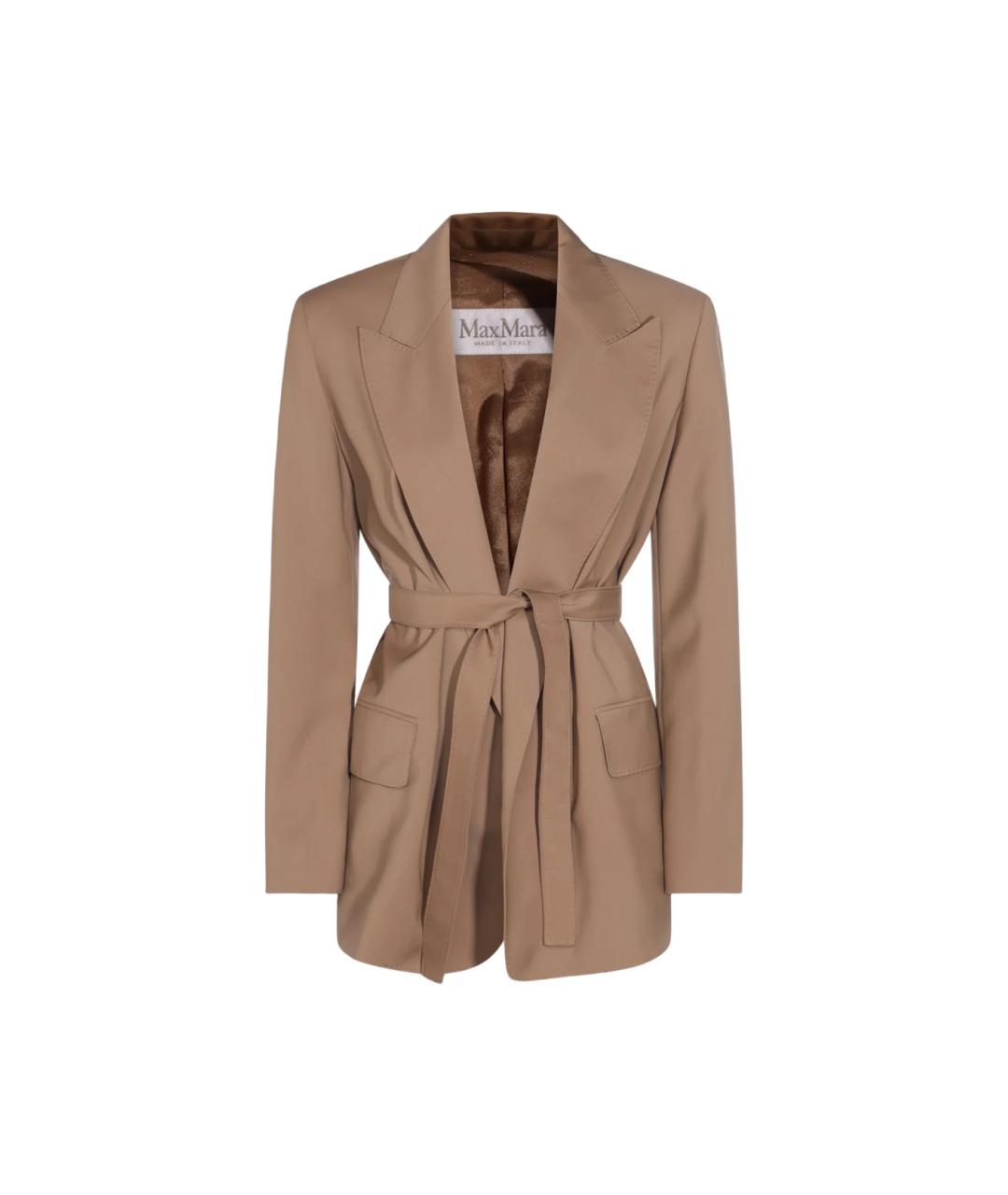 MAX MARA Бежевый шерстяной жакет/пиджак, фото 1