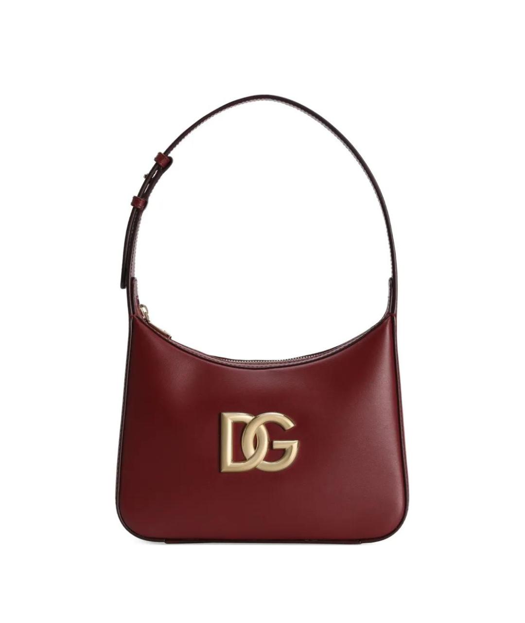 DOLCE&GABBANA Бордовая кожаная сумка через плечо, фото 2