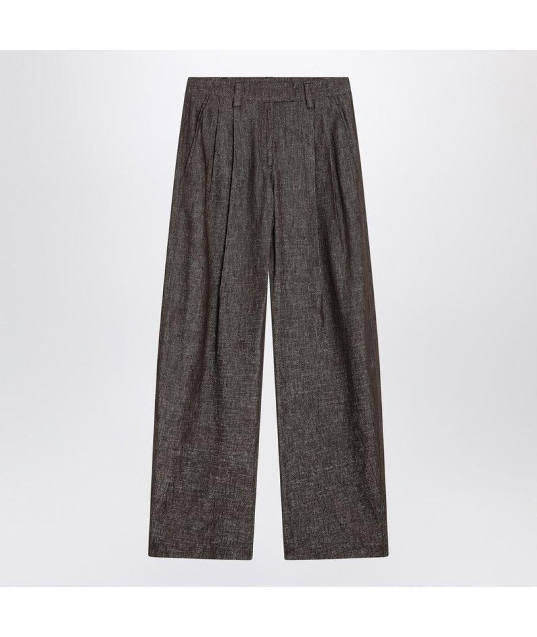 BRUNELLO CUCINELLI Коричневые хлопковые прямые брюки, фото 3