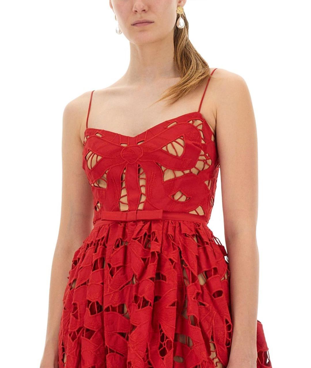 SELF-PORTRAIT Красное полиэстеровое повседневное платье, фото 5