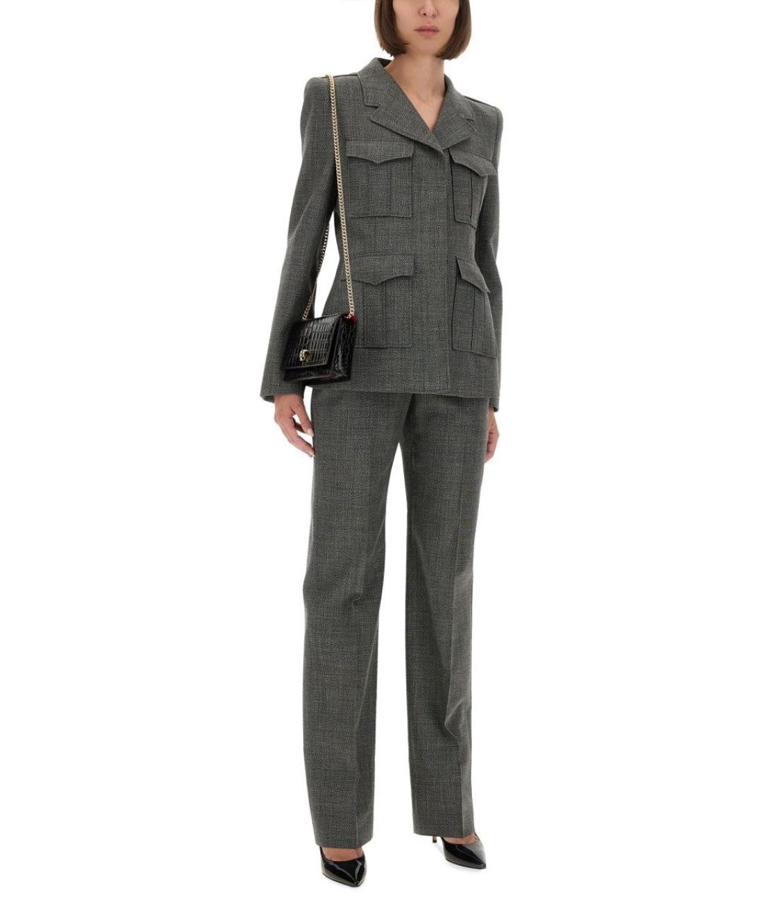 ALEXANDER MCQUEEN Серые шерстяные прямые брюки, фото 2