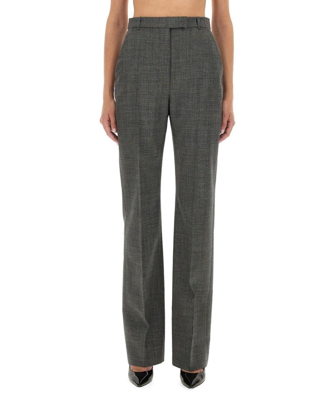 ALEXANDER MCQUEEN Серые шерстяные прямые брюки, фото 5