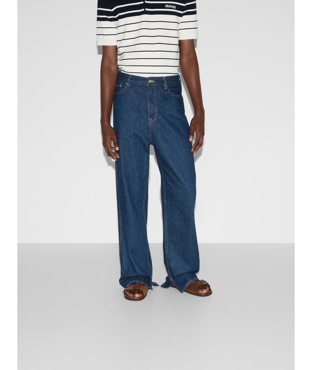 GUCCI Синие хлопковые прямые джинсы, фото 3