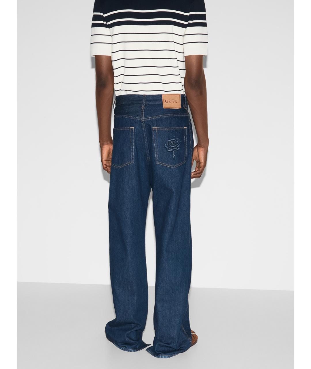 GUCCI Синие хлопковые прямые джинсы, фото 4