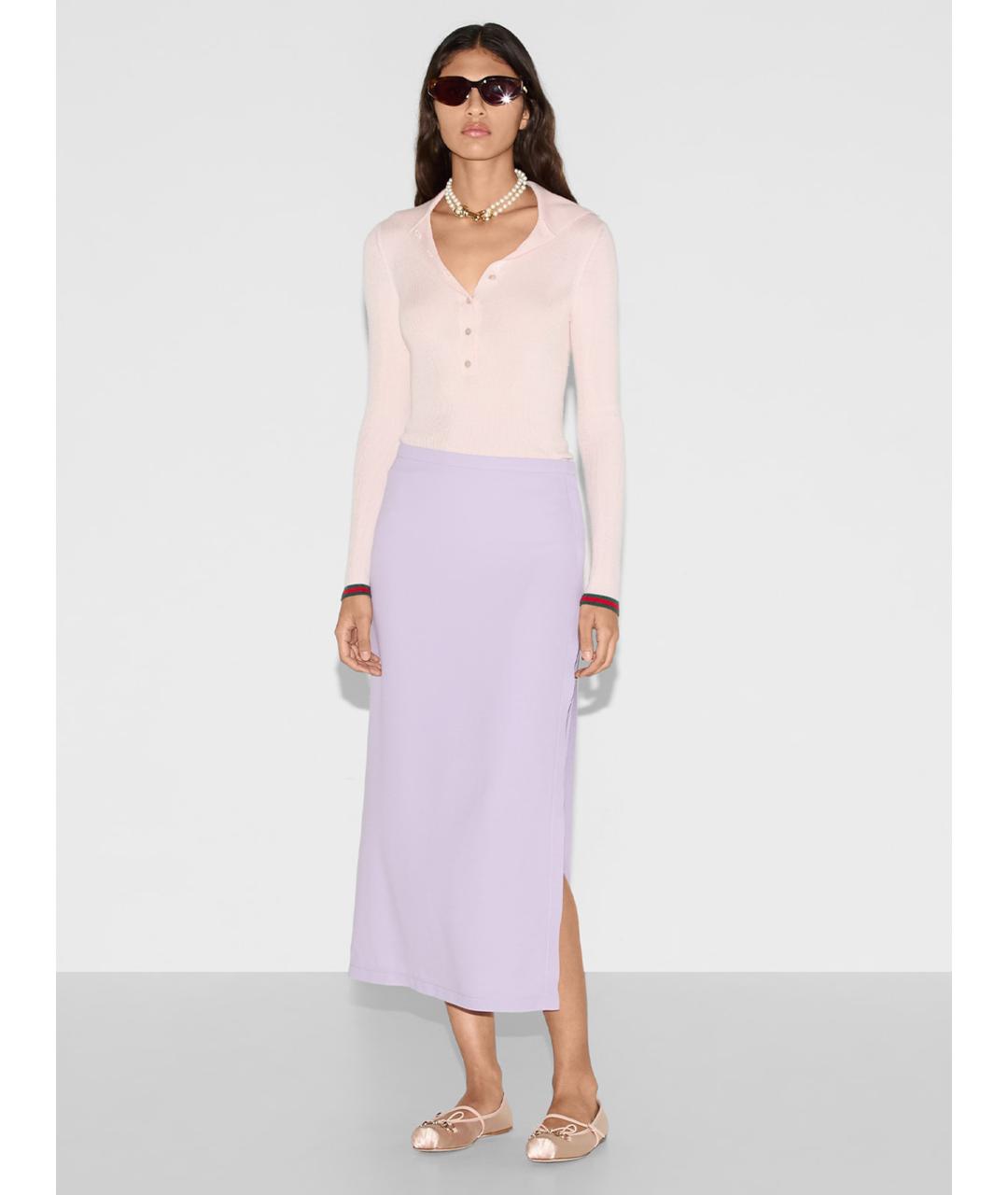 GUCCI Фиолетовая ацетатная юбка миди, фото 5