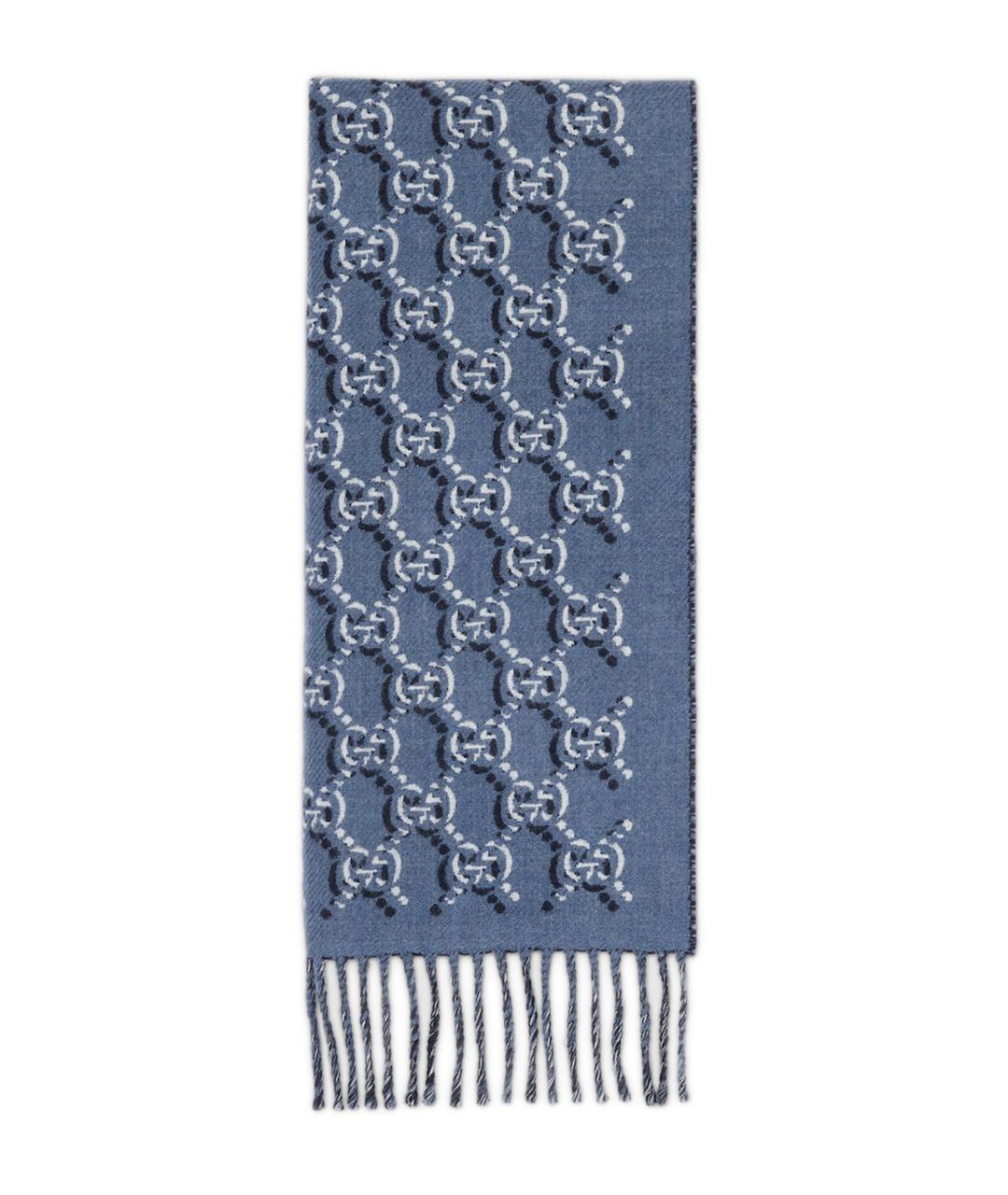 GUCCI Синий шерстяной шарф, фото 1