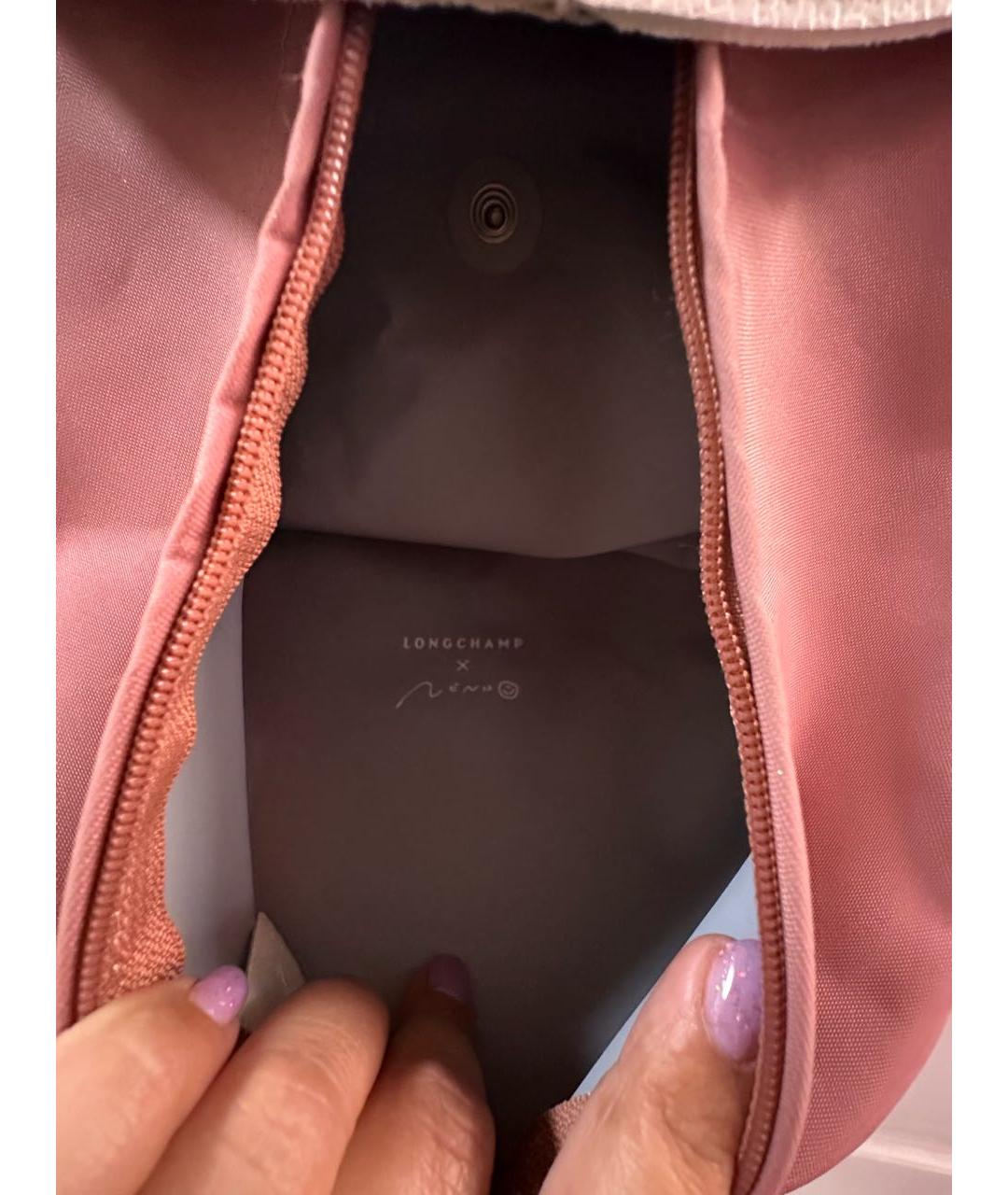 LONGCHAMP Розовая тканевая сумка тоут, фото 4