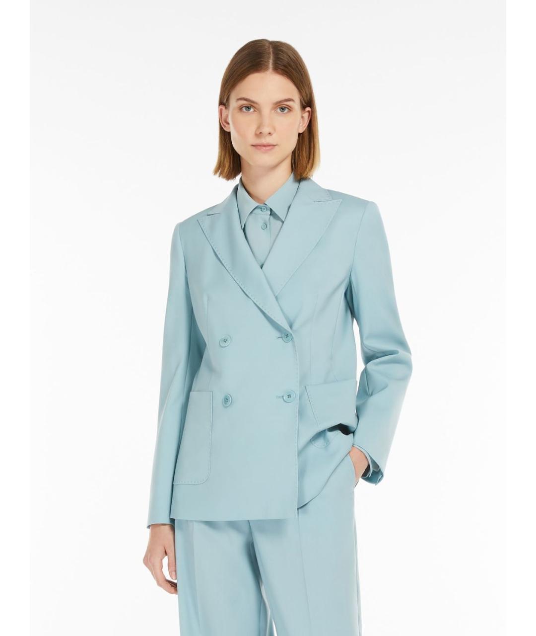 WEEKEND MAX MARA Голубой шерстяной жакет/пиджак, фото 5