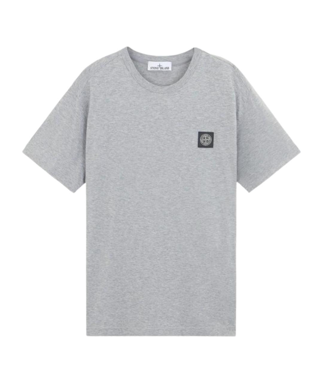 STONE ISLAND Серая хлопковая футболка, фото 1