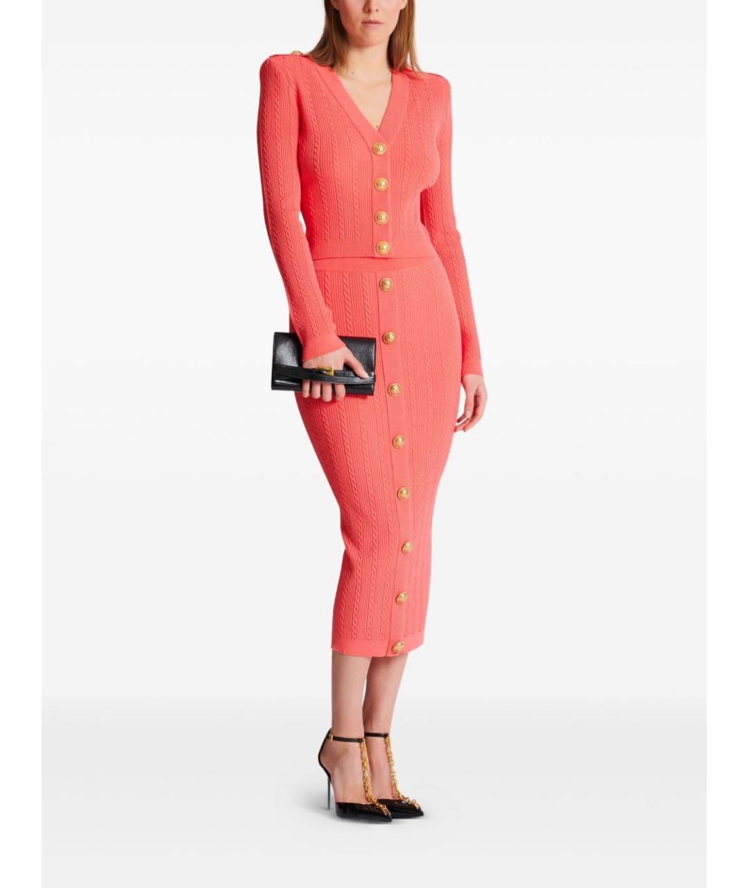 BALMAIN Оранжевый вискозный кардиган, фото 5