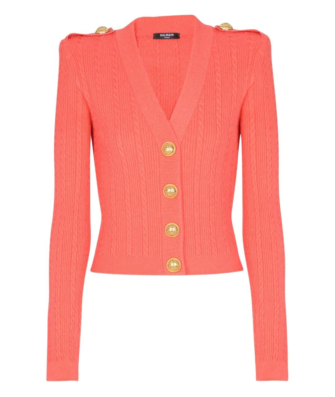 BALMAIN Оранжевый вискозный кардиган, фото 1