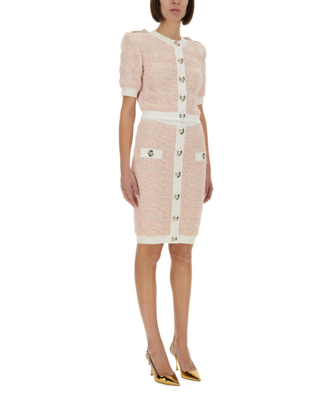 BALMAIN Розовая полиэстеровая юбка миди, фото 3