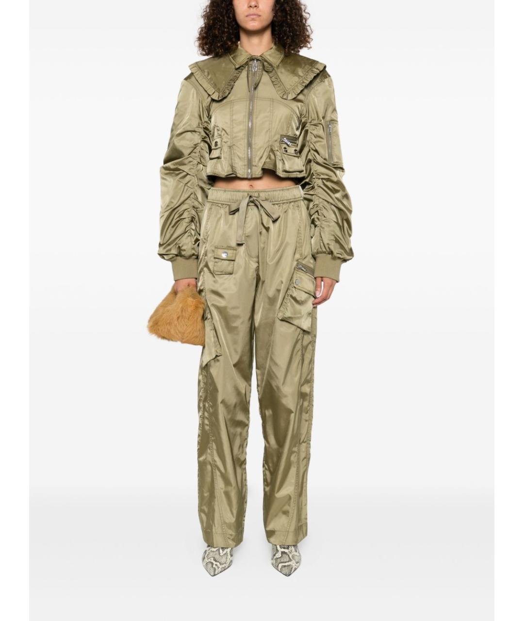 GANNI Зеленые прямые брюки, фото 5