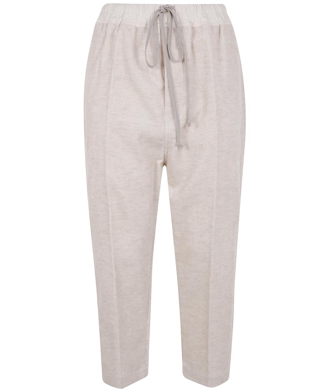 RICK OWENS Бежевые хлопковые прямые брюки, фото 1