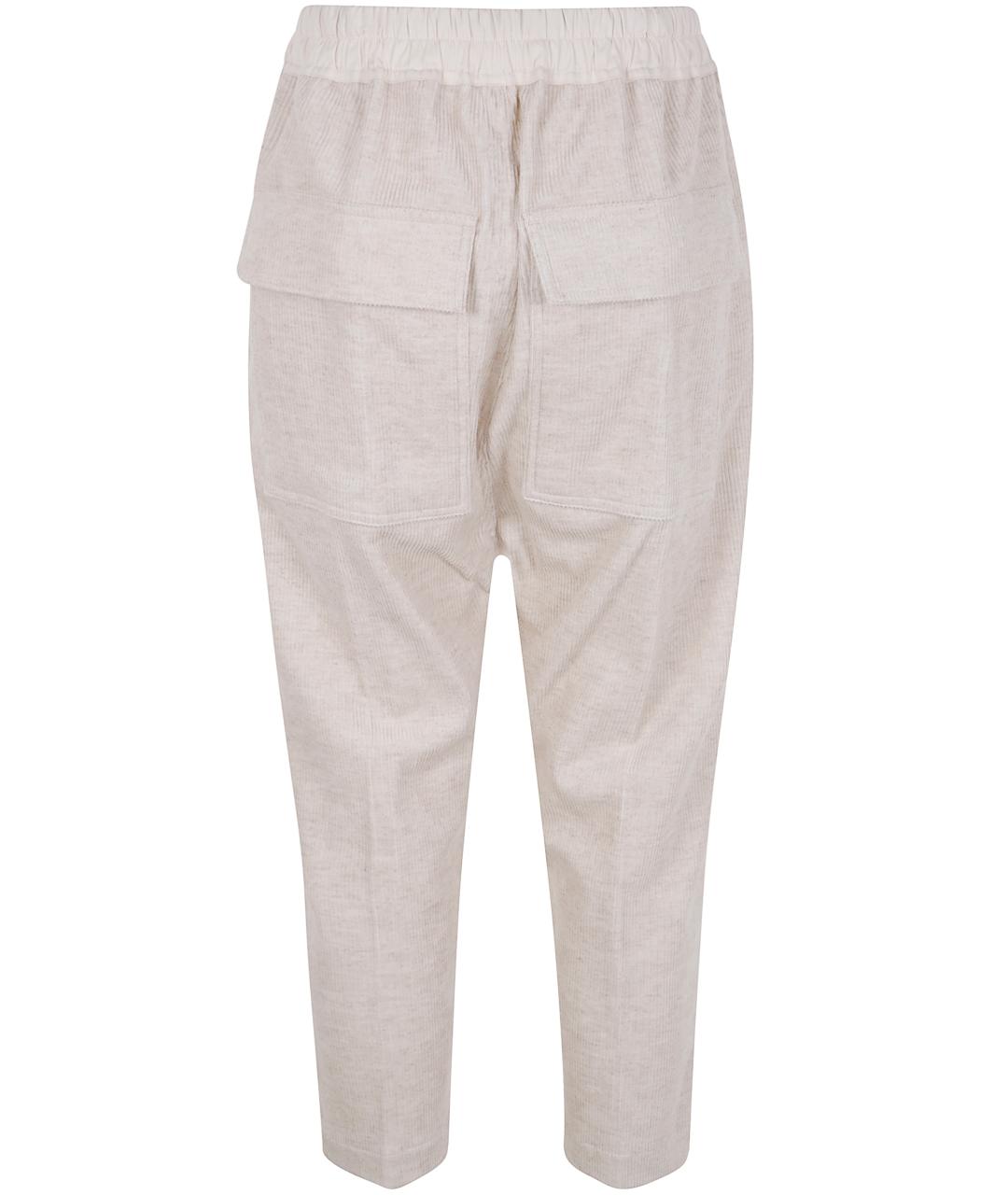 RICK OWENS Бежевые хлопковые прямые брюки, фото 2