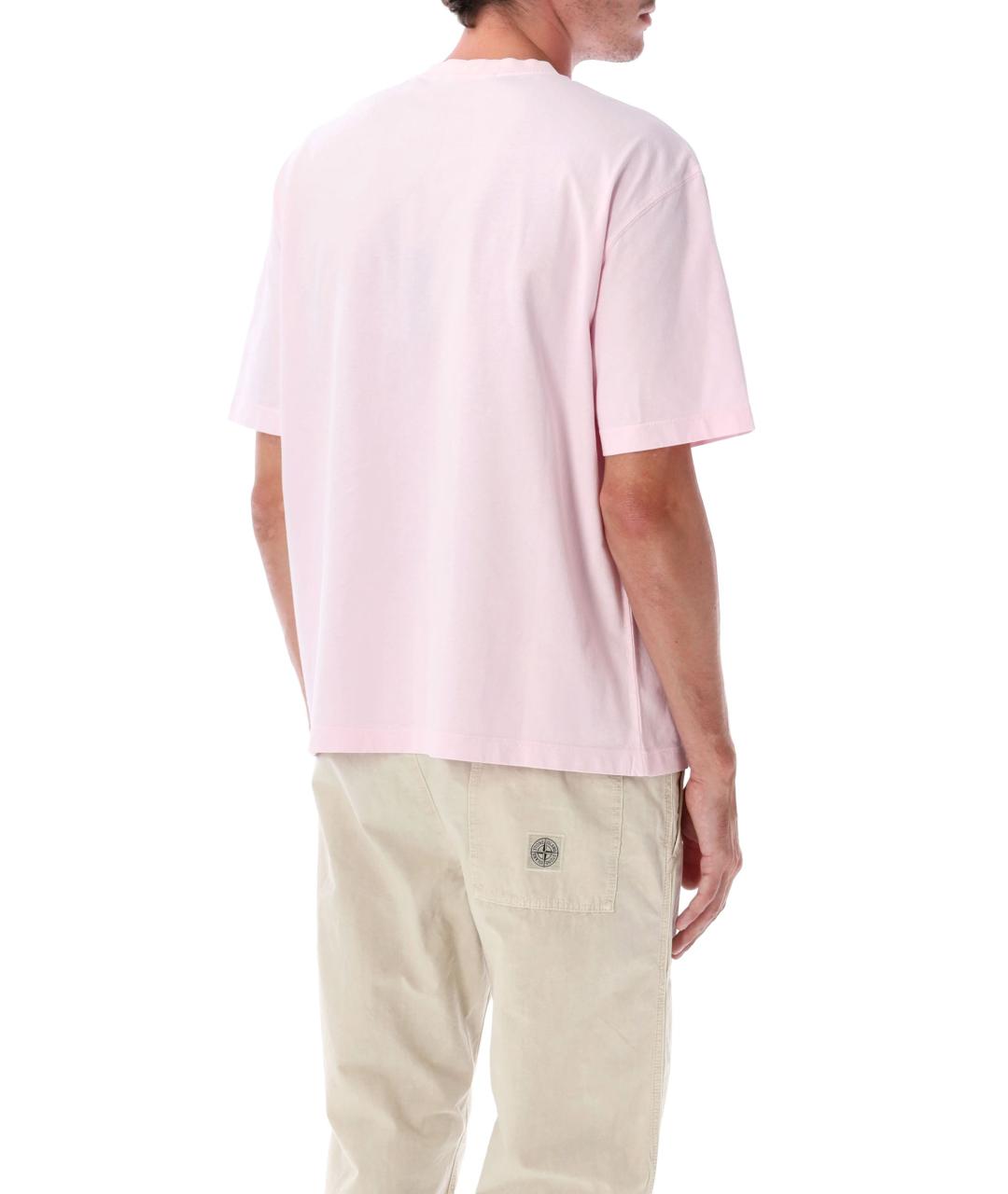 STONE ISLAND Розовая хлопковая футболка, фото 2