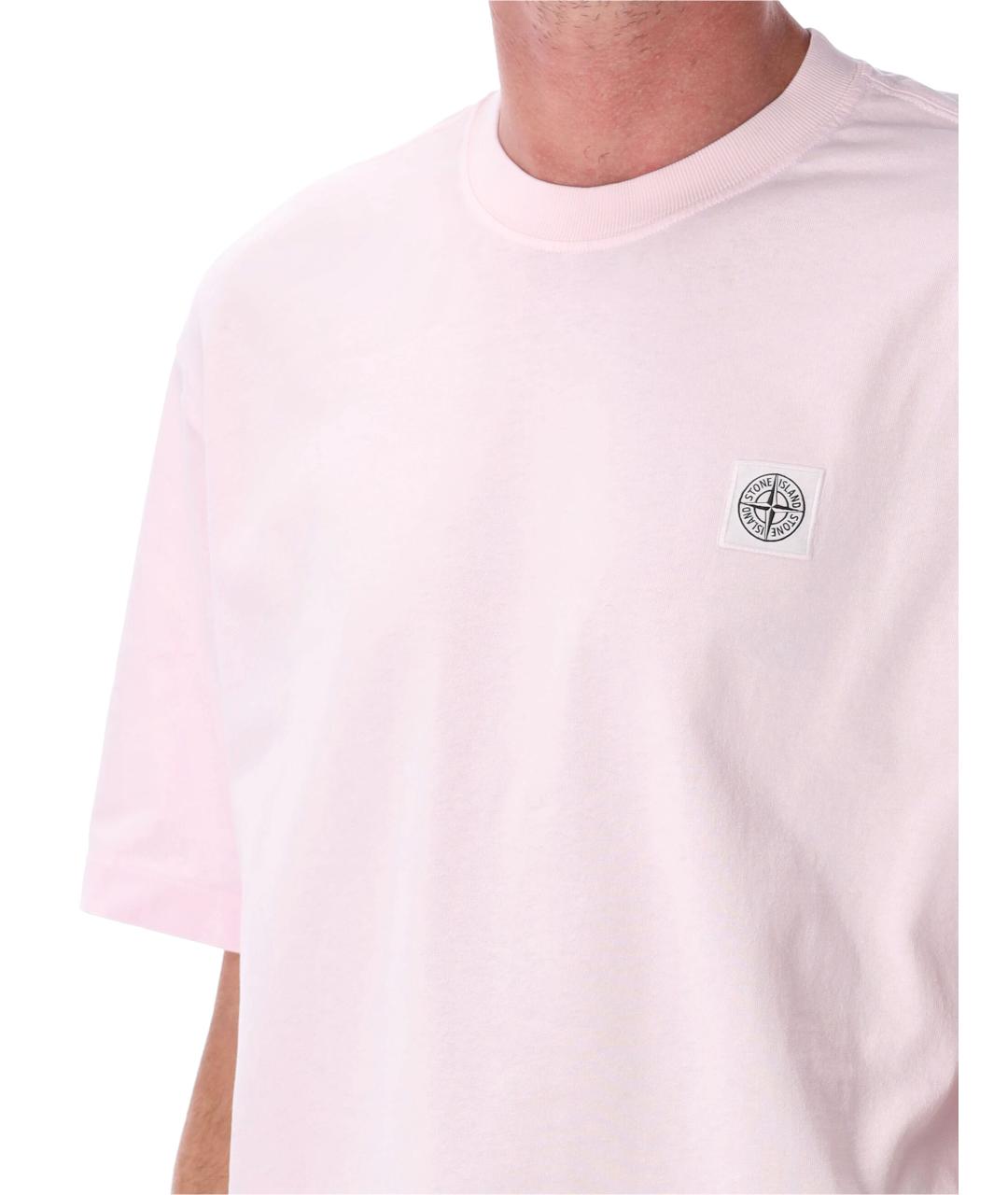 STONE ISLAND Розовая хлопковая футболка, фото 3
