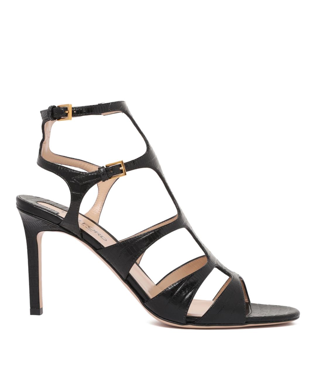 TOM FORD Черные кожаные босоножки, фото 1