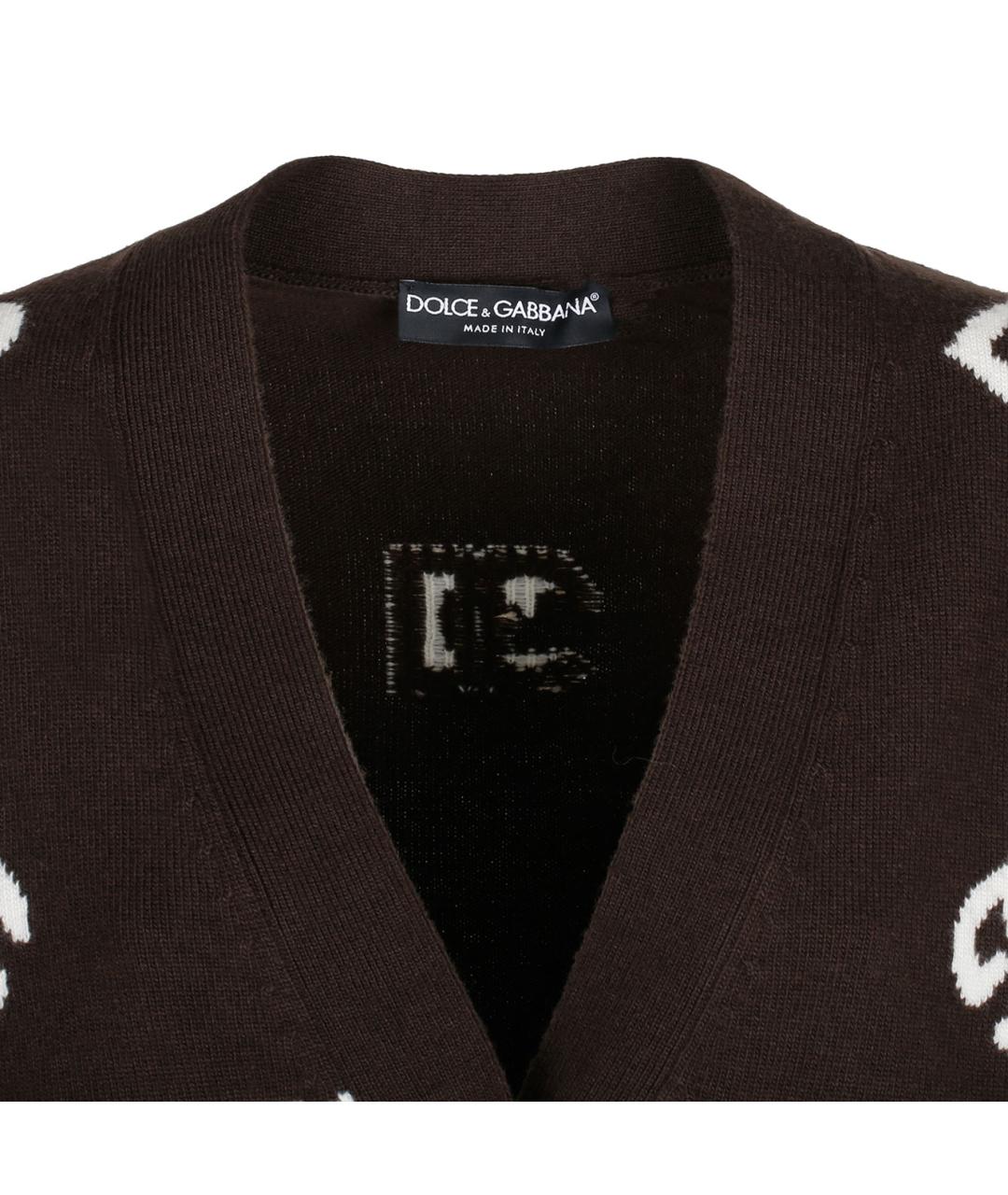 DOLCE&GABBANA Коричневый шерстяной кардиган, фото 3