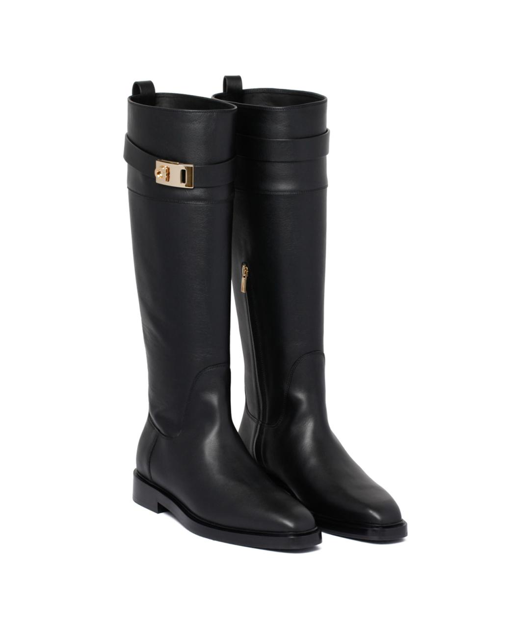 FERRAGAMO Черные кожаные сапоги, фото 2