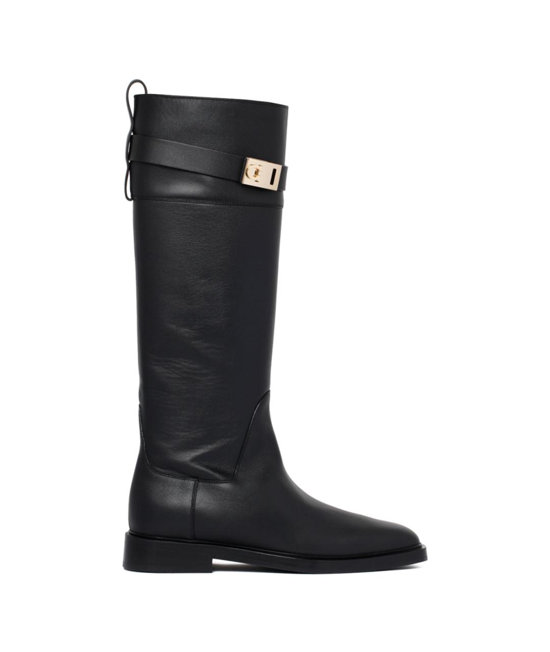 FERRAGAMO Черные кожаные сапоги, фото 1