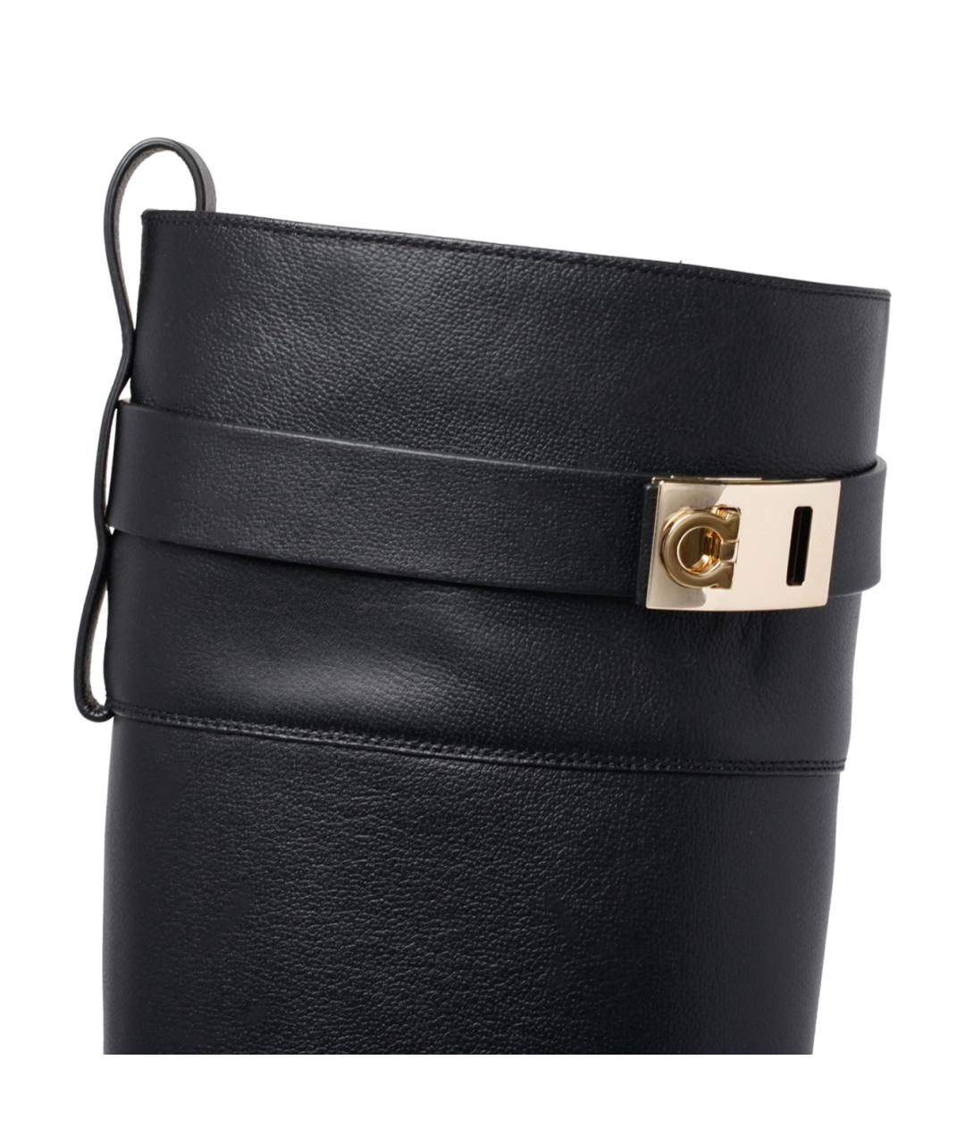 FERRAGAMO Черные кожаные сапоги, фото 4