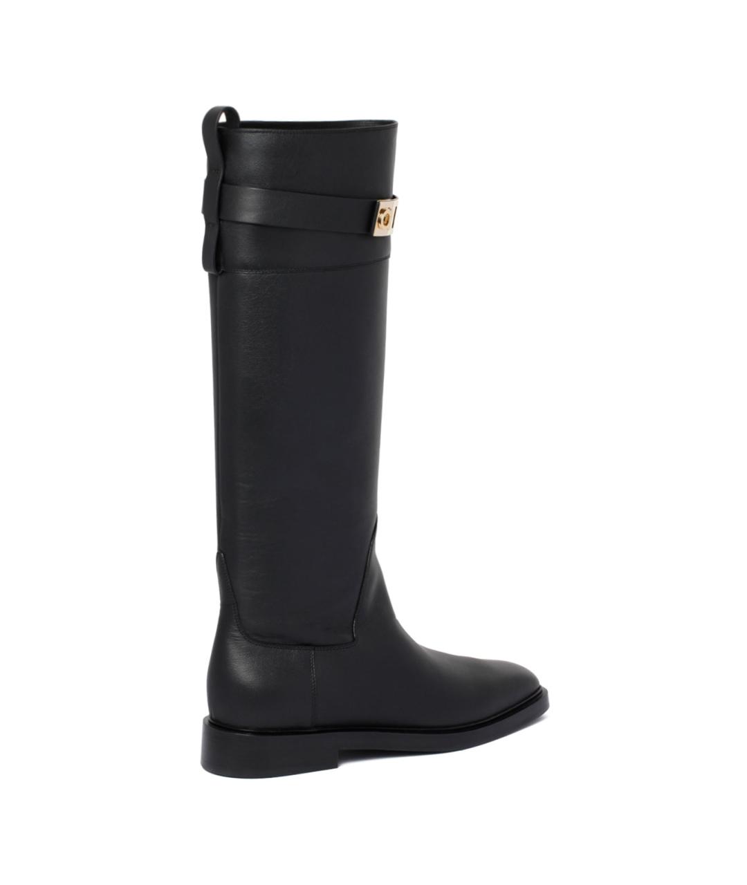 FERRAGAMO Черные кожаные сапоги, фото 3