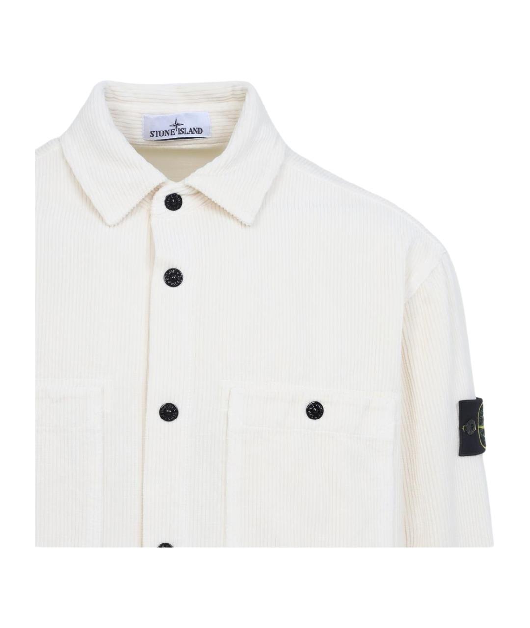 STONE ISLAND Белая хлопковая кэжуал рубашка, фото 3