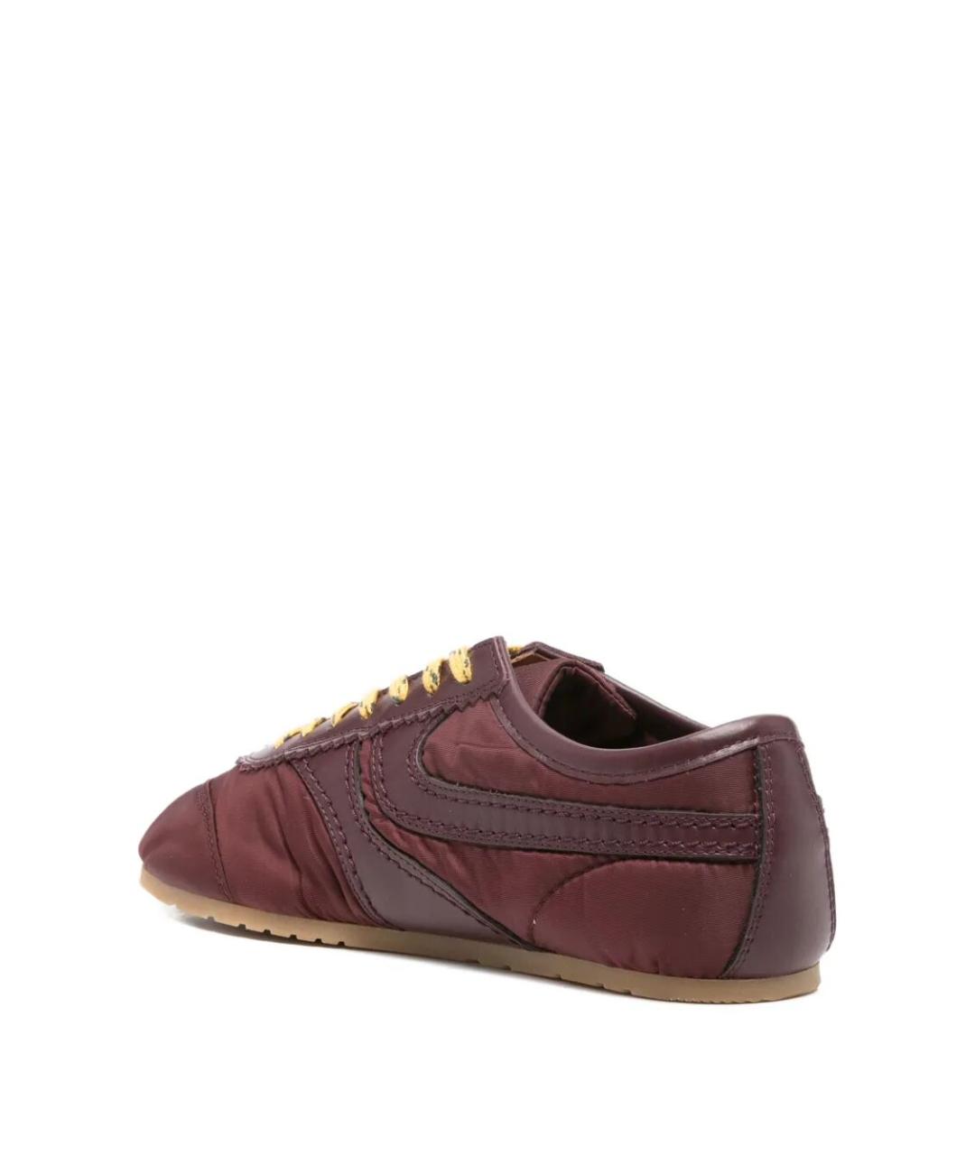 DRIES VAN NOTEN Бордовые кожаные кроссовки, фото 3