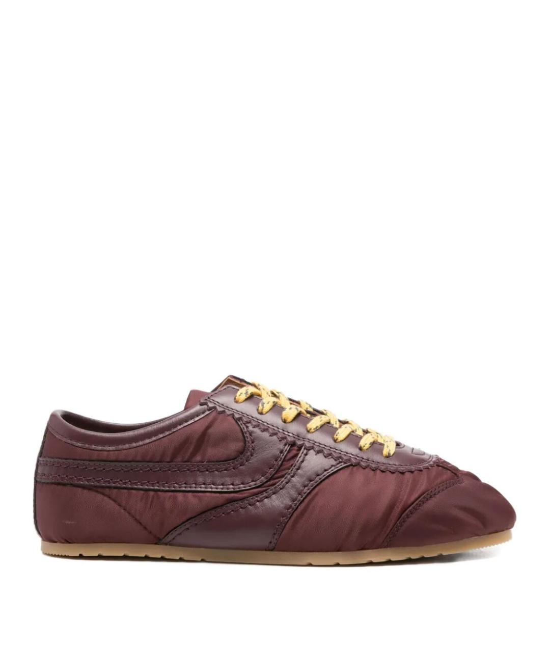 DRIES VAN NOTEN Бордовые кожаные кроссовки, фото 1