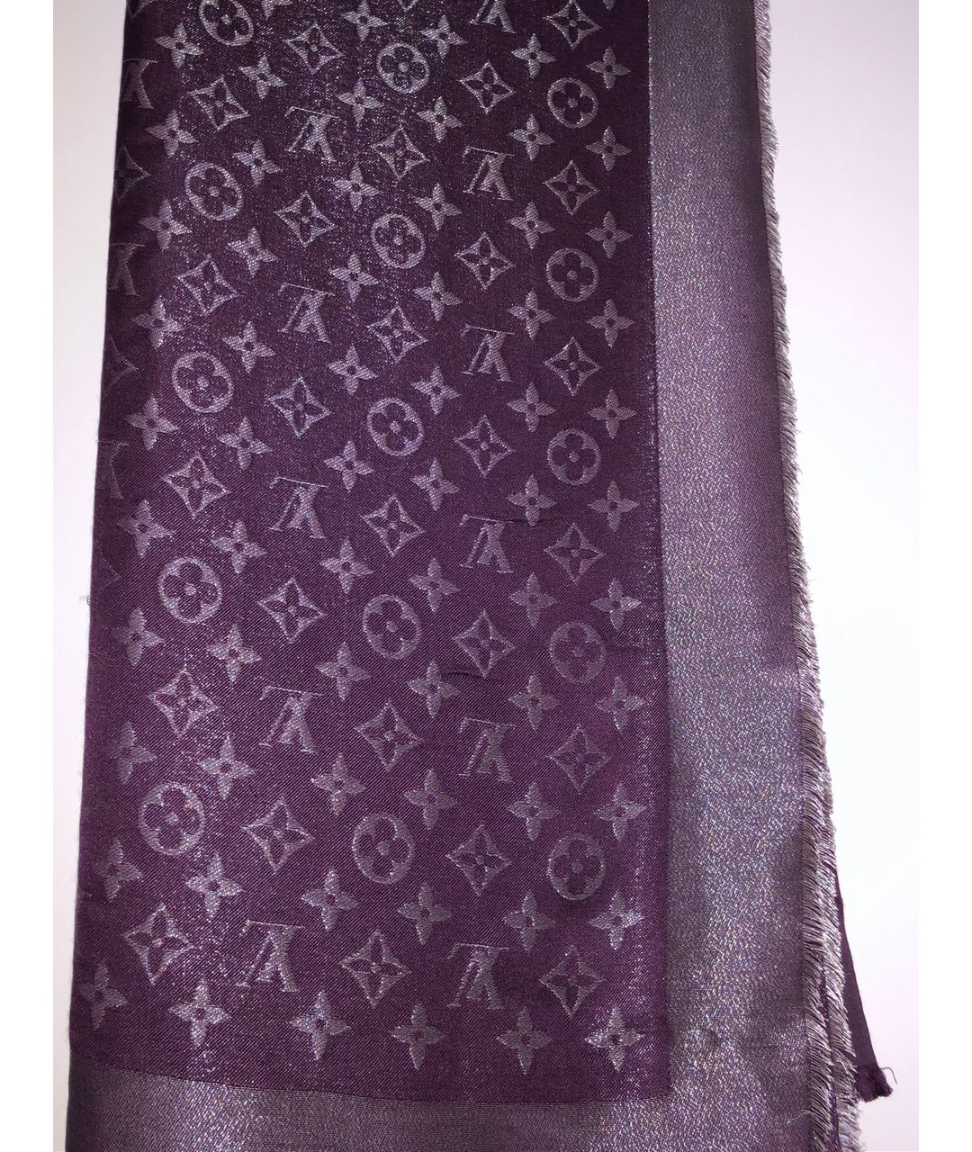 LOUIS VUITTON PRE-OWNED Фиолетовый шерстяной шарф, фото 5
