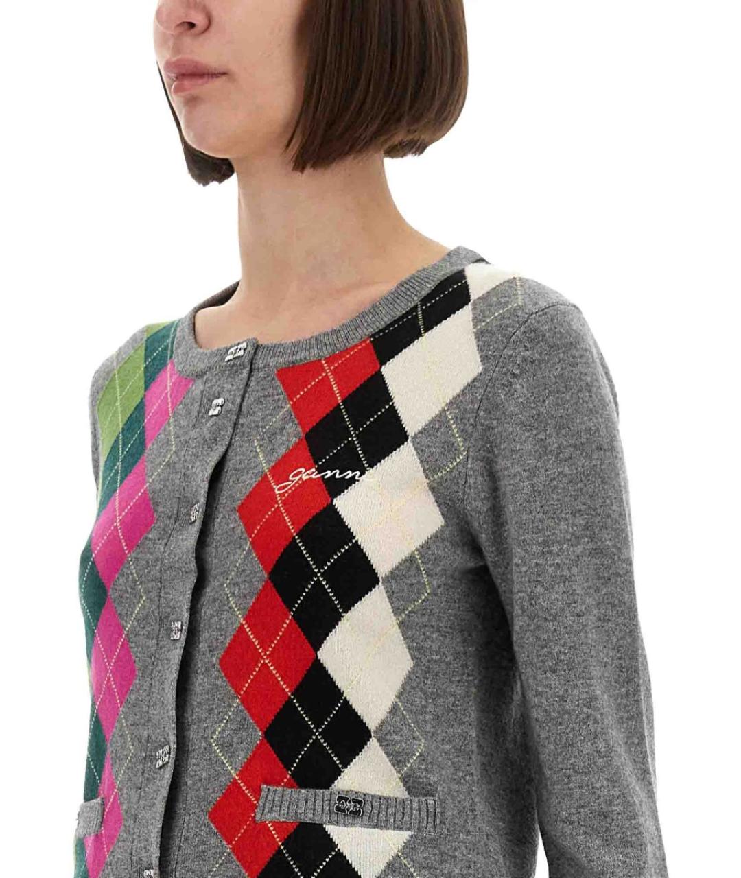 GANNI Мульти шерстяной кардиган, фото 5